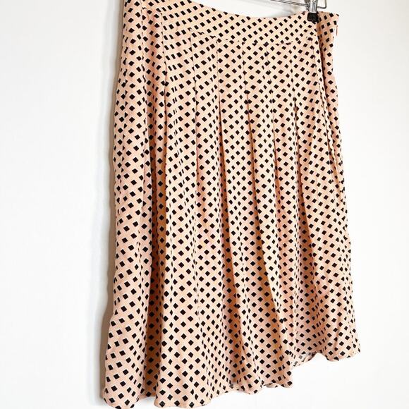 Talbots Pink Black Geometric Pleated A-Line Skirt - Picture 2 of 8